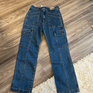 Madewell dark wash 90s straight cargo Jean
